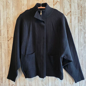 Women's Oliver O Black Knit Zip Up Jacket Sweater Size S